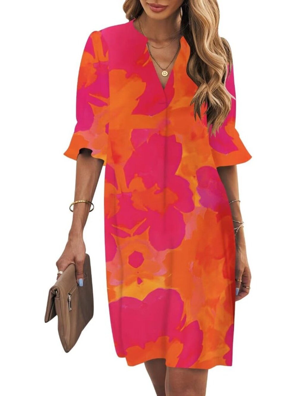 Elegant Summer Ruffle V-Neck Shift Dress for Women